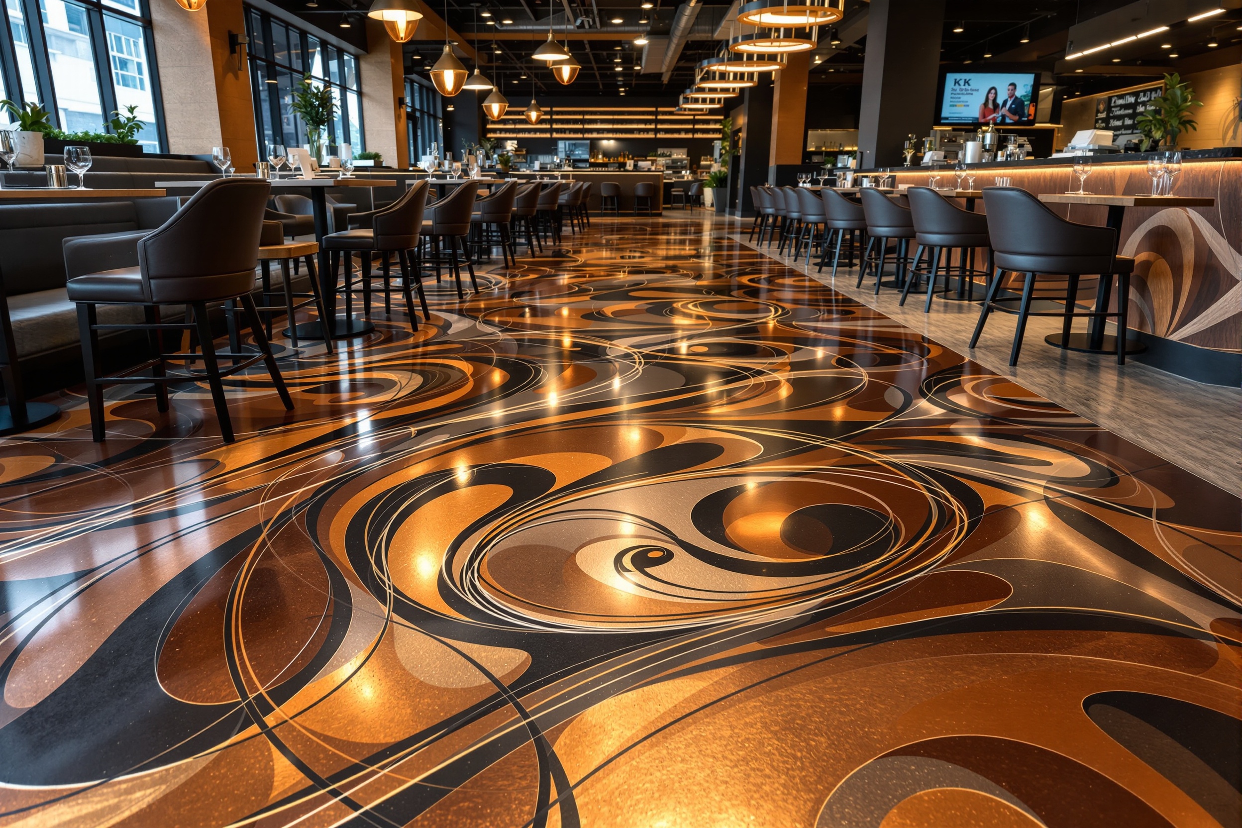 Piso metálico epóxicos en restaurante premium de Hermosillo